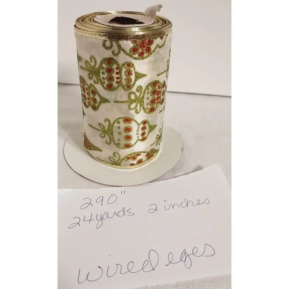 Lot of 5 Remnant Rolls Wire Edge Holiday Ribbon (119 Total Yds.)